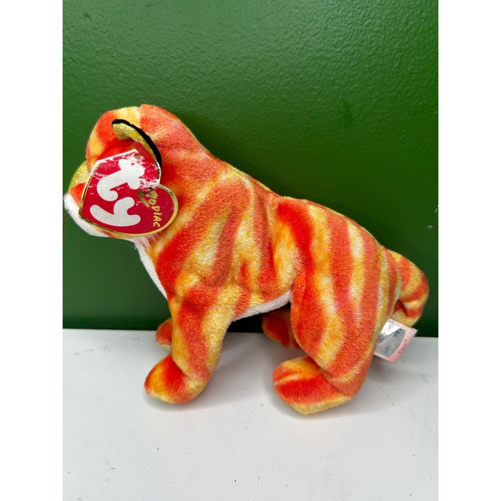 Ty Beanie Babies Zodiac Tiger Orange Yellow Striped Plush Year of the Tiger 2000